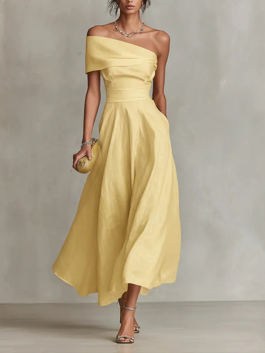 Damen Hochzeitskleid Lina – Lang, asymmetrisch, elegante Silhouette