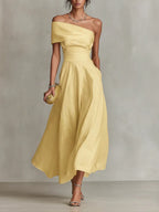 Damen Hochzeitskleid Lina – Lang, asymmetrisch, elegante Silhouette