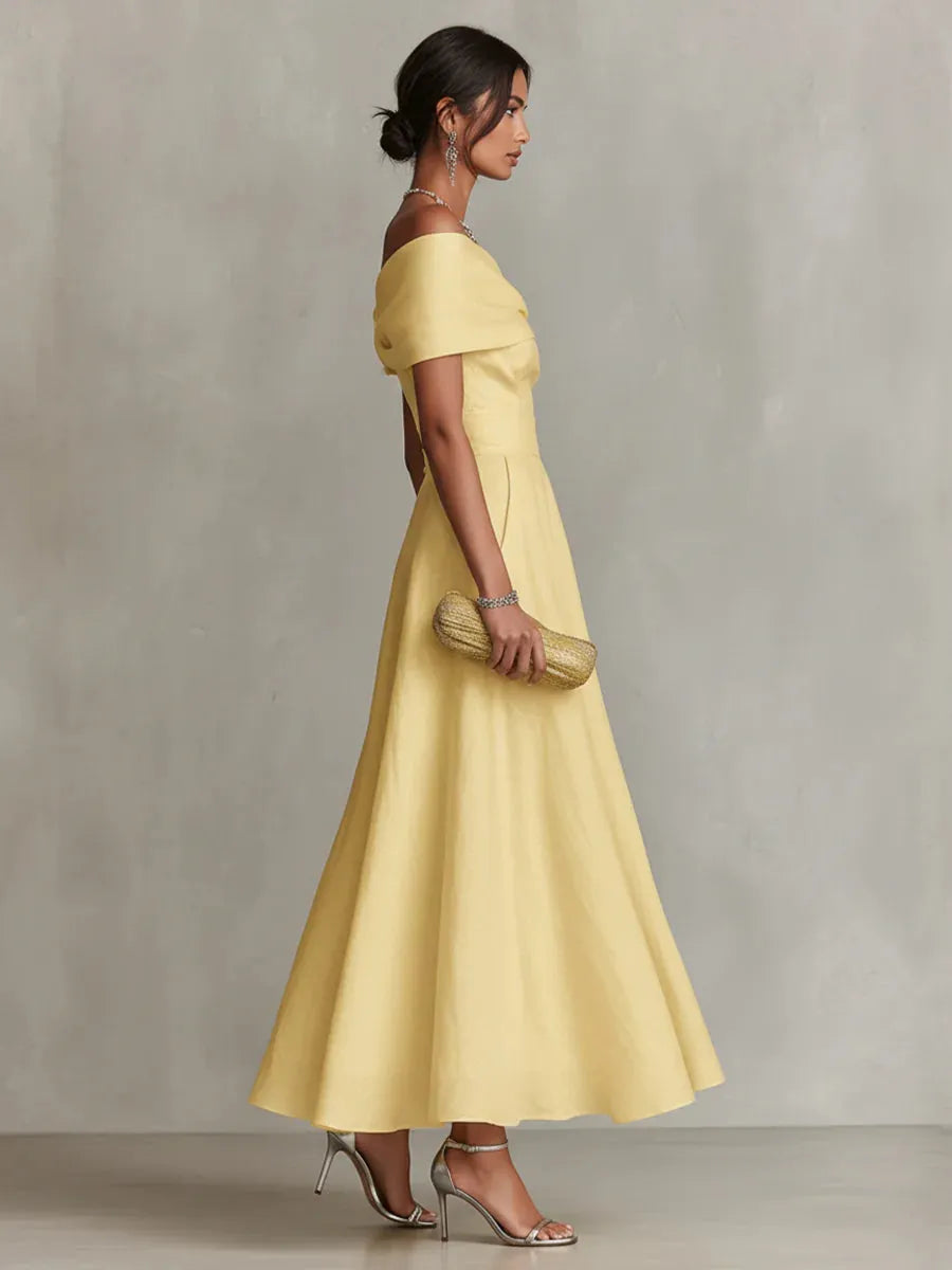 Damen Hochzeitskleid Lina – Lang, asymmetrisch, elegante Silhouette