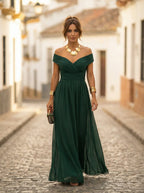 Damen Abendkleid lang Emma – Eleganter Trägerschnitt mit Drapierung