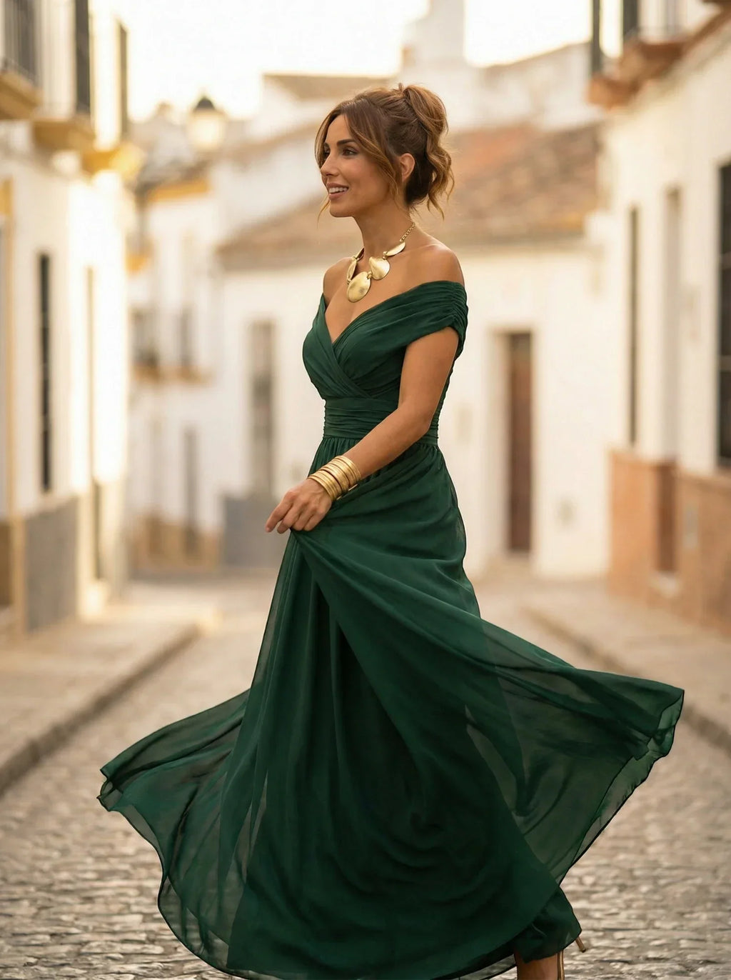 Damen Abendkleid lang Emma – Eleganter Trägerschnitt mit Drapierung