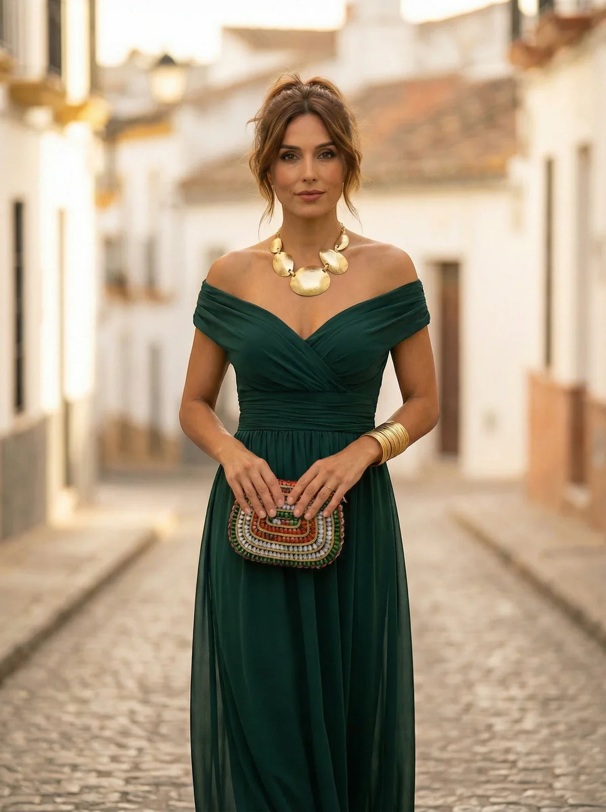 Damen Abendkleid lang Emma – Eleganter Trägerschnitt mit Drapierung