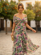 Damen Abendkleid lang Emma – Eleganter Trägerschnitt mit Drapierung