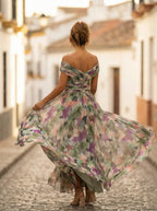 Damen Abendkleid lang Emma – Eleganter Trägerschnitt mit Drapierung