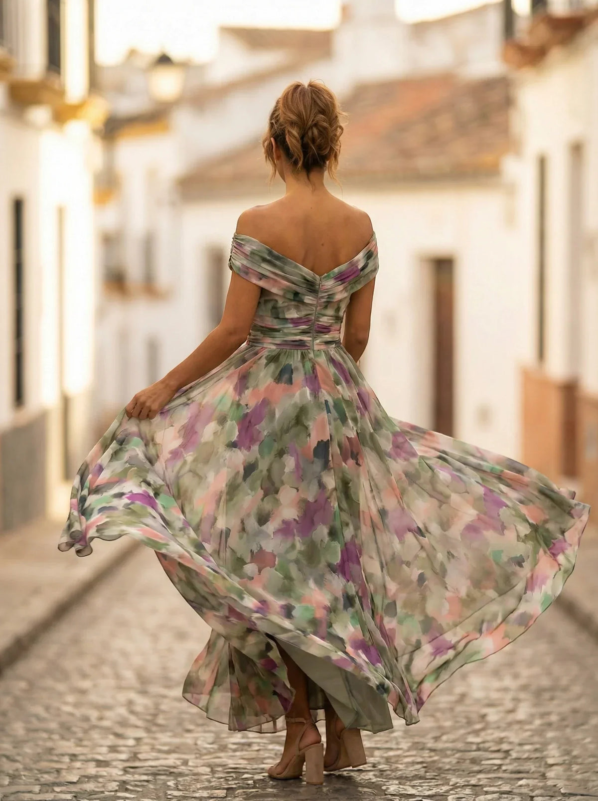 Damen Abendkleid lang Emma – Eleganter Trägerschnitt mit Drapierung