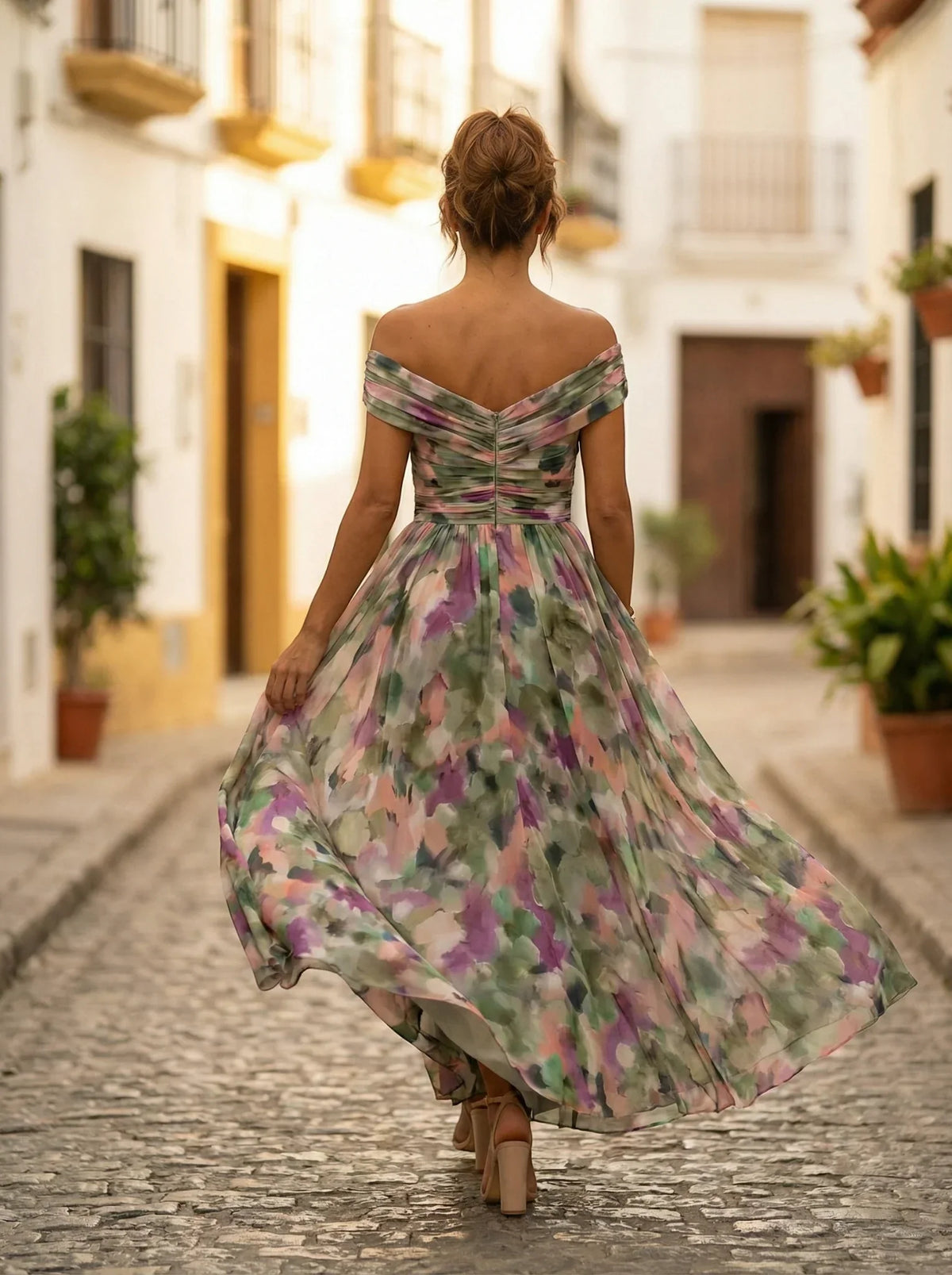 Damen Abendkleid lang Emma – Eleganter Trägerschnitt mit Drapierung