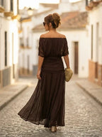 Damen Abendkleid lang Emma – Eleganter Trägerschnitt mit Drapierung