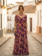 Damen Abendkleid lang Emma – Eleganter Trägerschnitt mit Drapierung