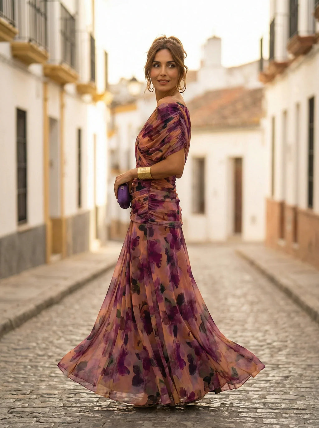 Damen Abendkleid lang Emma – Eleganter Trägerschnitt mit Drapierung