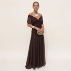 Damen Ballkleid Leila – Lange Eleganz, Off-Shoulder, Fließender Schnitt