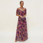 Damen Ballkleid Leila – Lange Eleganz, Off-Shoulder, Fließender Schnitt