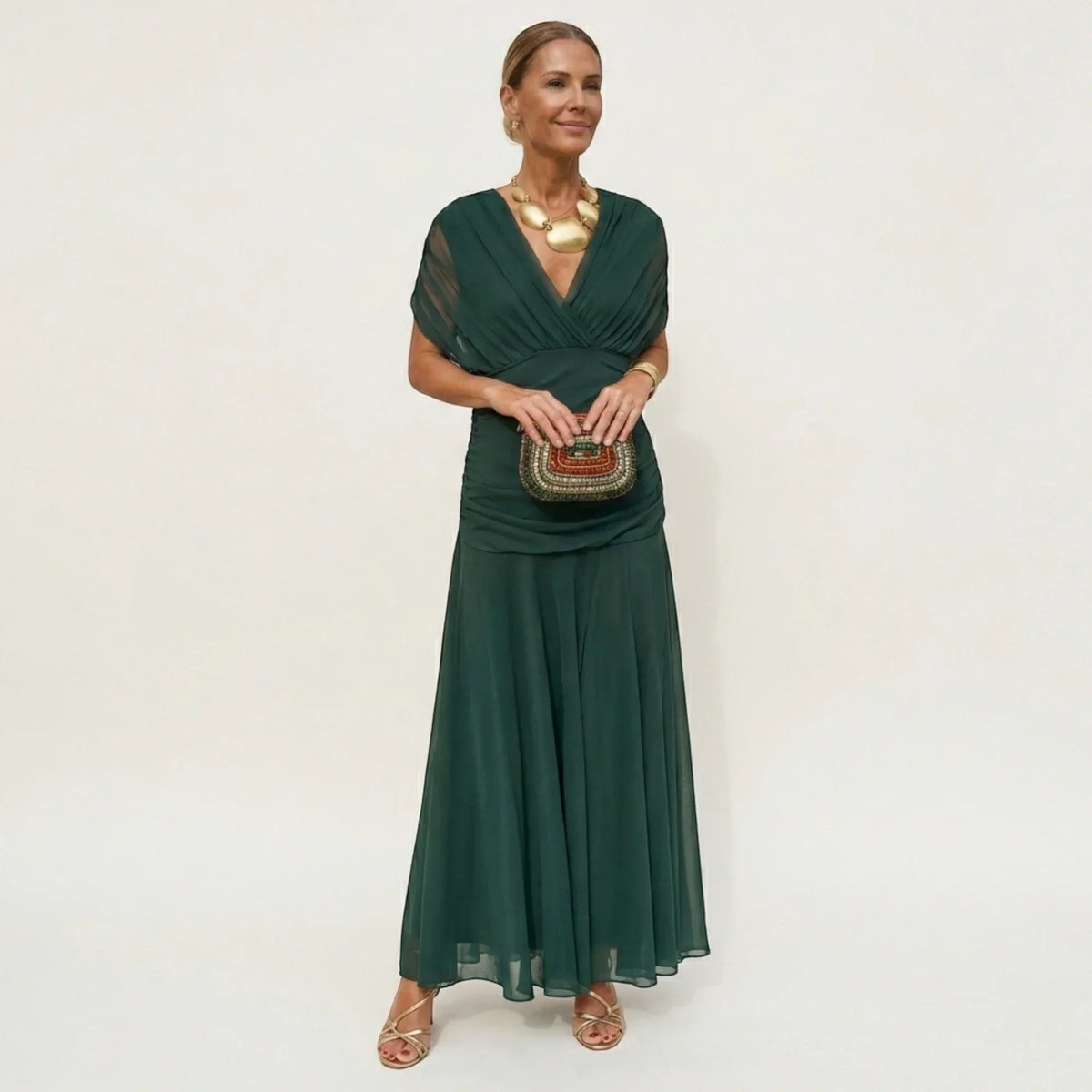 Damen Ballkleid Leila – Lange Eleganz, Off-Shoulder, Fließender Schnitt
