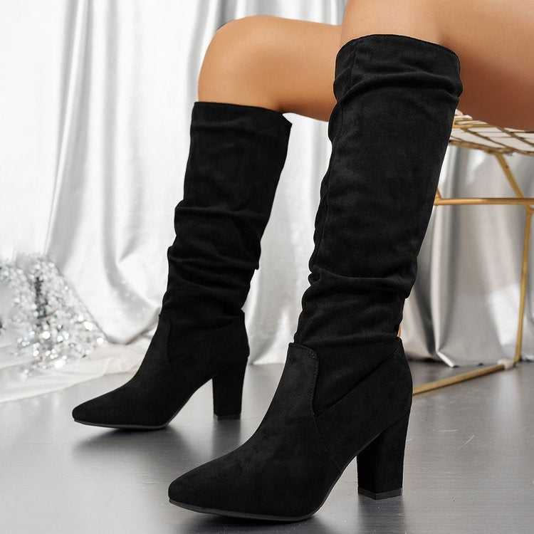 Damen Stiefel Elena – Hochschaft mit Absatz, Wildleder