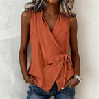 Damen Bluse ärmellos Greta – Wickeldesign, V-Ausschnitt