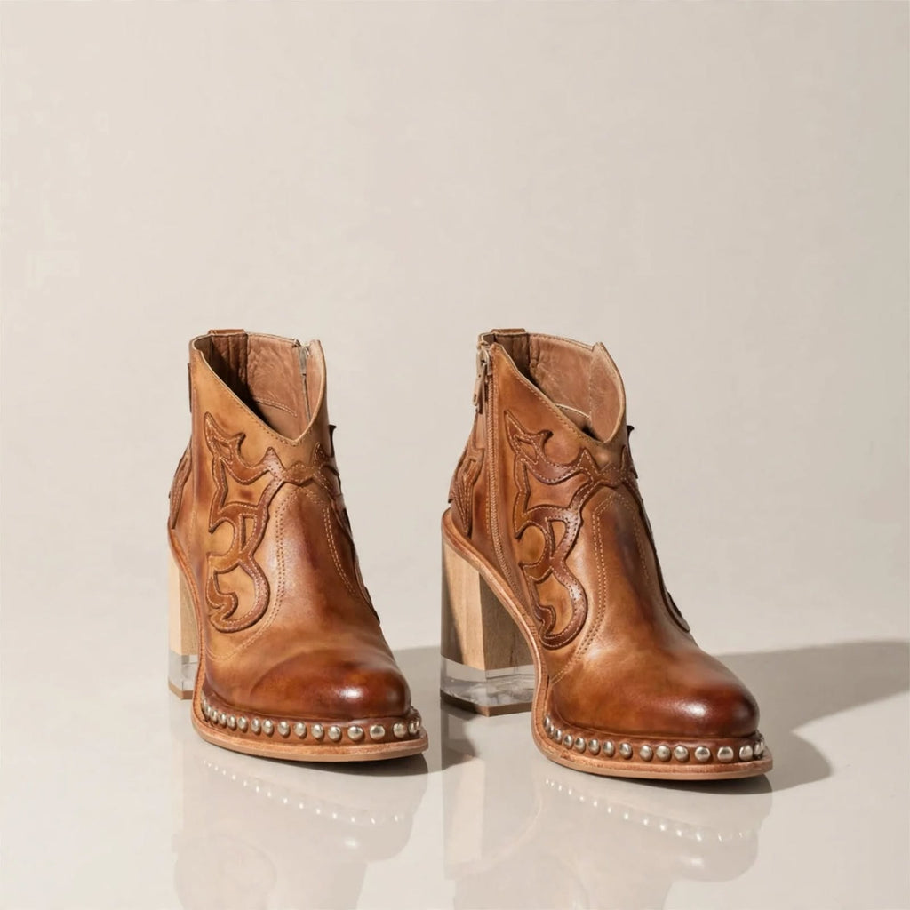 Damen Western-Stiefel Sophia – Transparenter Absatz, handgesticktes Design