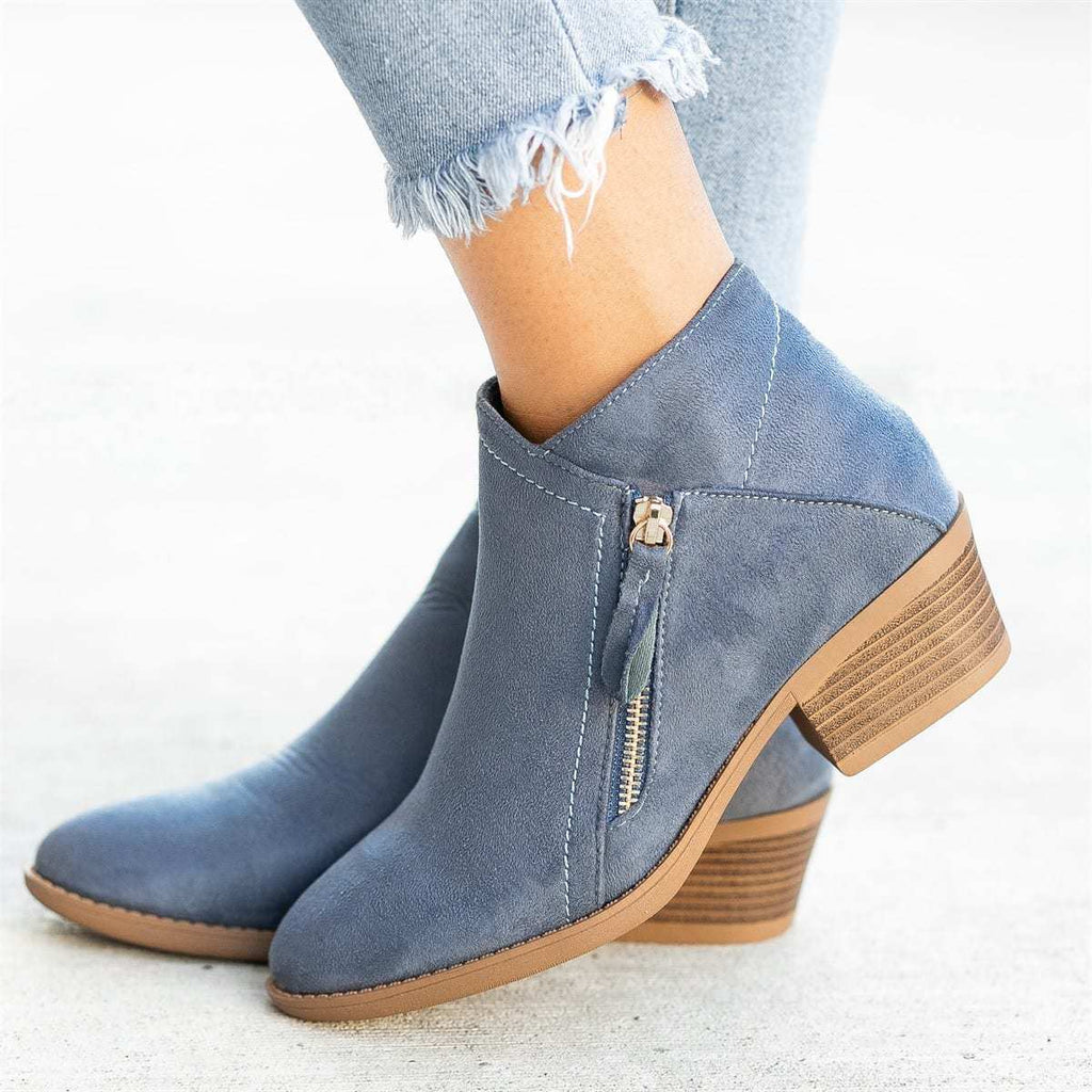 Damen Stiefelette Lena – Veloursleder mit Holzabsatz