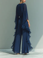 Damen Anzug Emma – Volants-Top, Gehrock-Hose, fließende Gaze