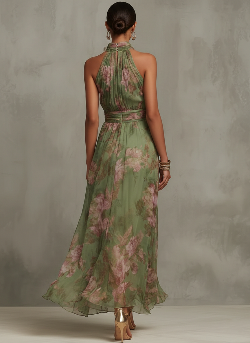 Damen Blütenkleid Emma – Fließender Schnitt, Neckholder