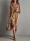 Damen Corduroy-Kleid Midi Sophie – Taschen & Knopfleiste