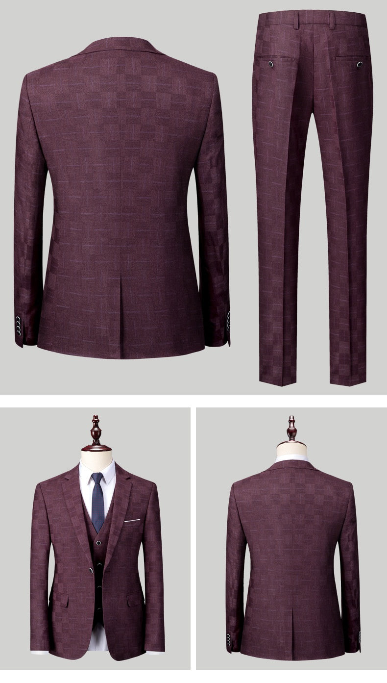 Herrenanzug Marcus – Karoprint, Slim Fit, dreiteilig