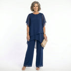 Damen Eleganz-Set Emma – Asymmetrische Tunika mit fließender Hose