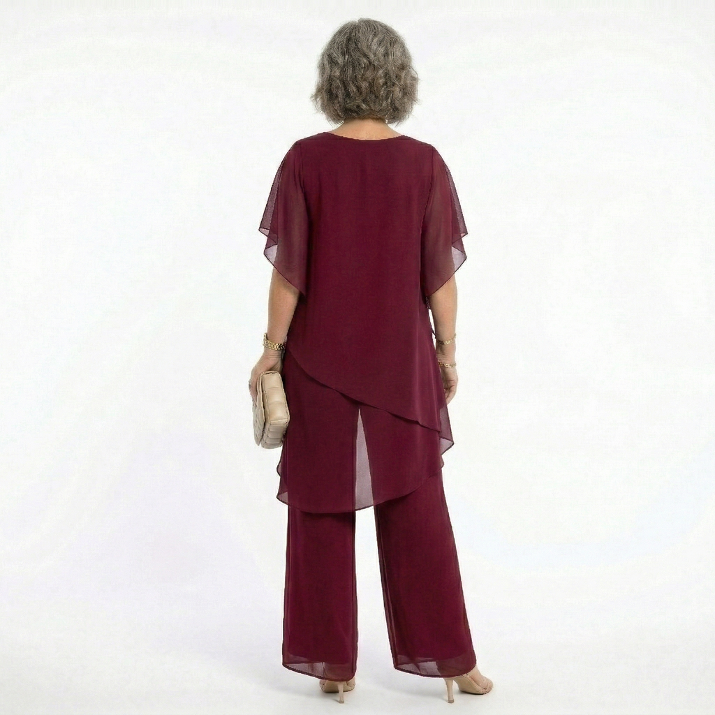 Damen Eleganz-Set Emma – Asymmetrische Tunika mit fließender Hose