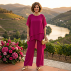 Damen Eleganz-Set Emma – Asymmetrische Tunika mit fließender Hose