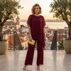 Damen Eleganz-Set Emma – Asymmetrische Tunika mit fließender Hose