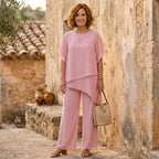 Damen Eleganz-Set Emma – Asymmetrische Tunika mit fließender Hose