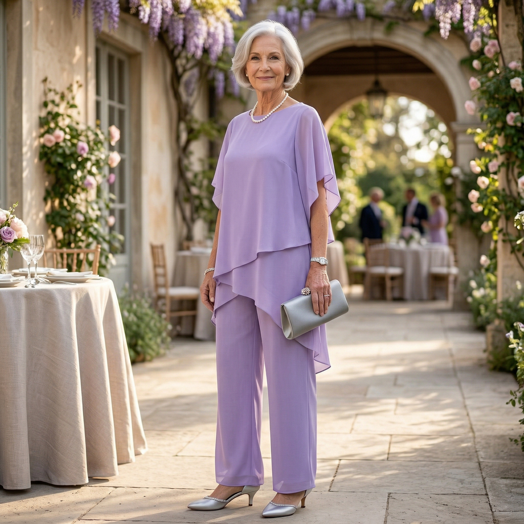 Damen Eleganz-Set Emma – Asymmetrische Tunika mit fließender Hose