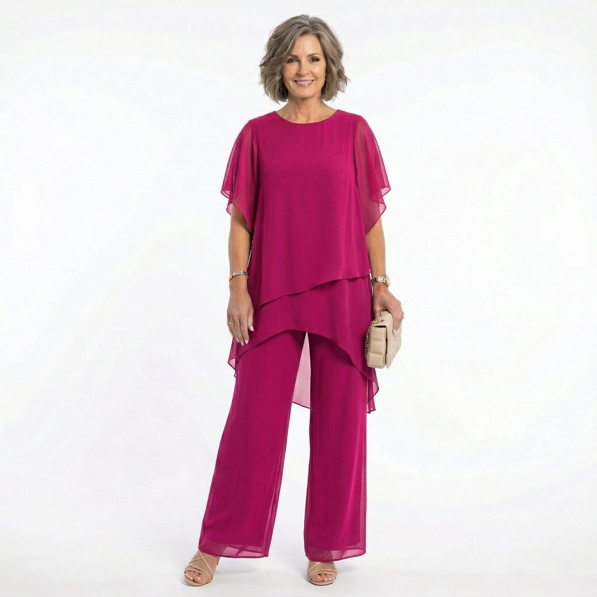 Damen Eleganz-Set Emma – Asymmetrische Tunika mit fließender Hose