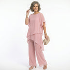 Damen Eleganz-Set Emma – Asymmetrische Tunika mit fließender Hose