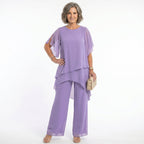 Damen Eleganz-Set Emma – Asymmetrische Tunika mit fließender Hose