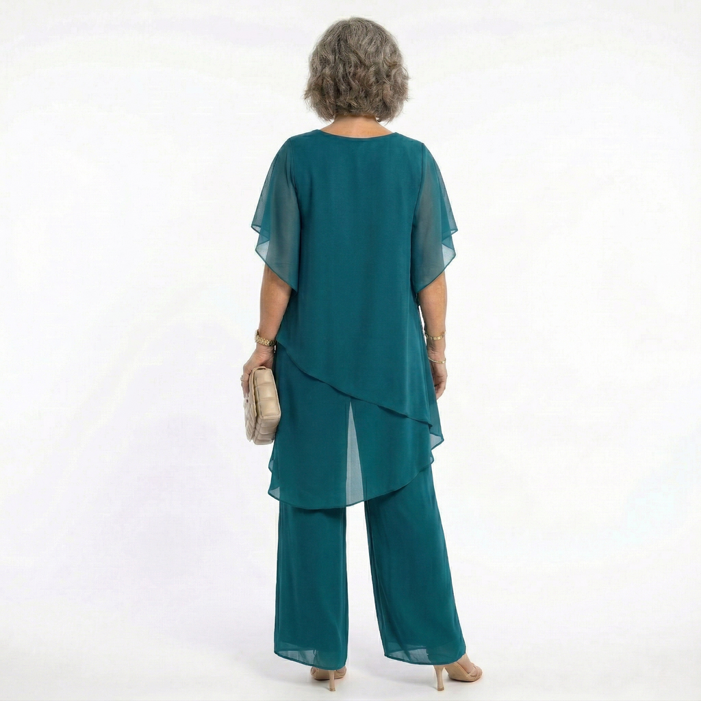 Damen Eleganz-Set Emma – Asymmetrische Tunika mit fließender Hose