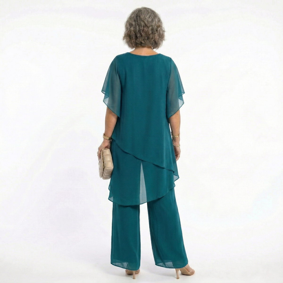 Damen Eleganz-Set Emma – Asymmetrische Tunika mit fließender Hose
