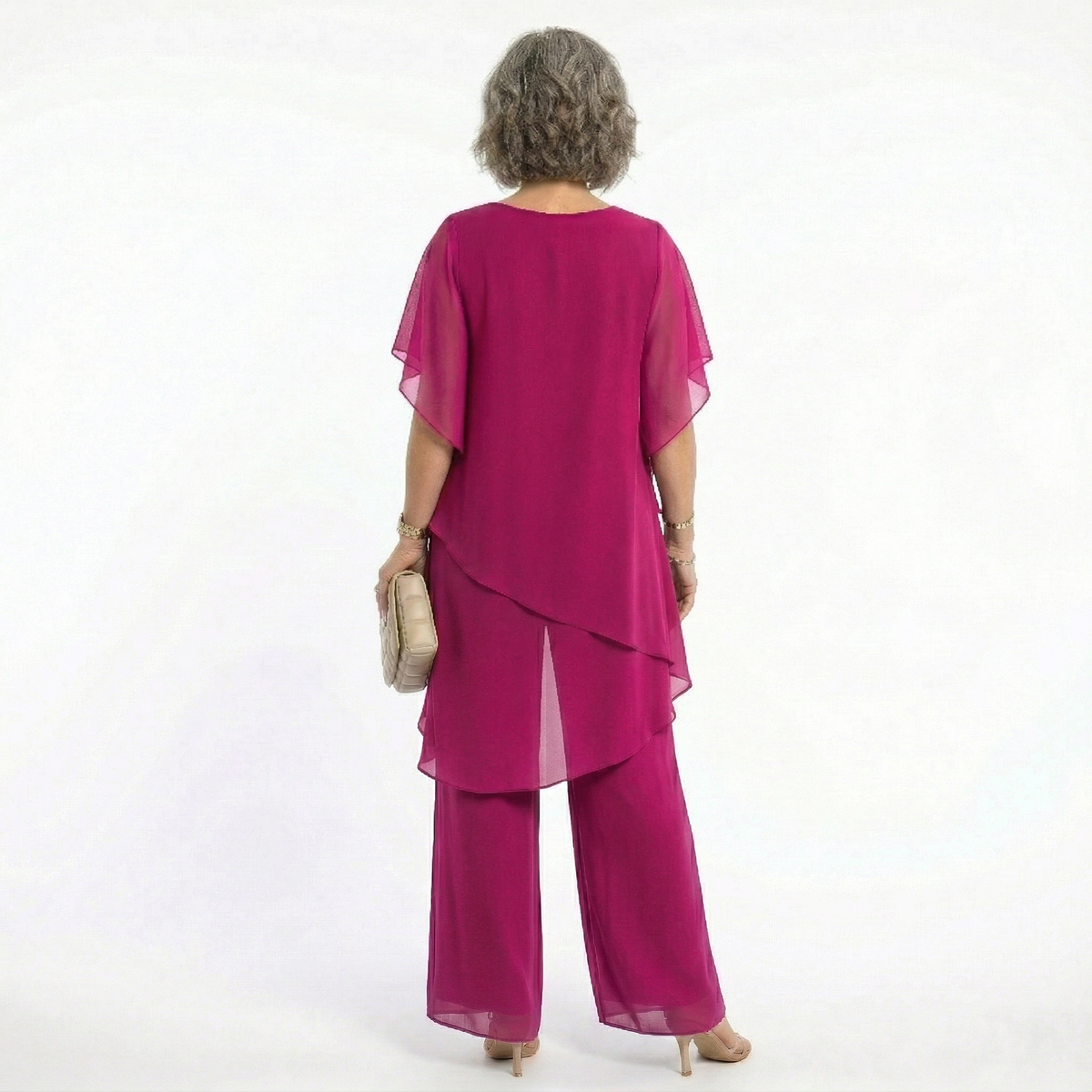 Damen Eleganz-Set Emma – Asymmetrische Tunika mit fließender Hose