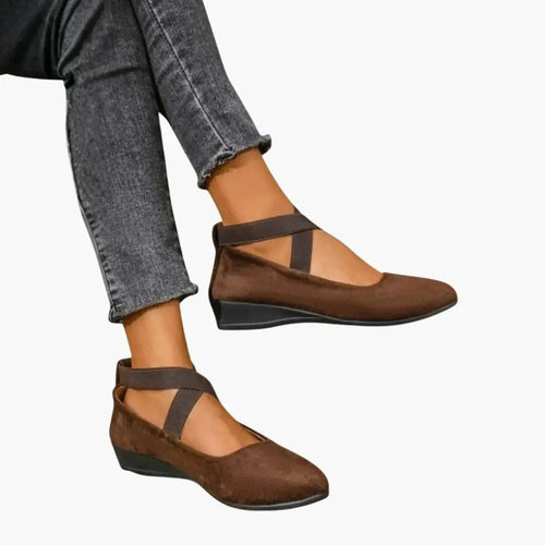 Damen Ballerina Sofia – Überkreuzte Gummizüge, Wildleder-Optik