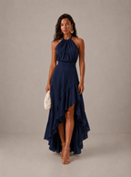Damen Hochzeitskleid Emma – Asymmetrischer Volant & Neckholder