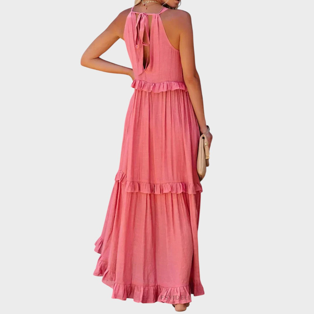 Damen Kleid ohne Ärmel Emma – Volantdetails fließender Schnitt