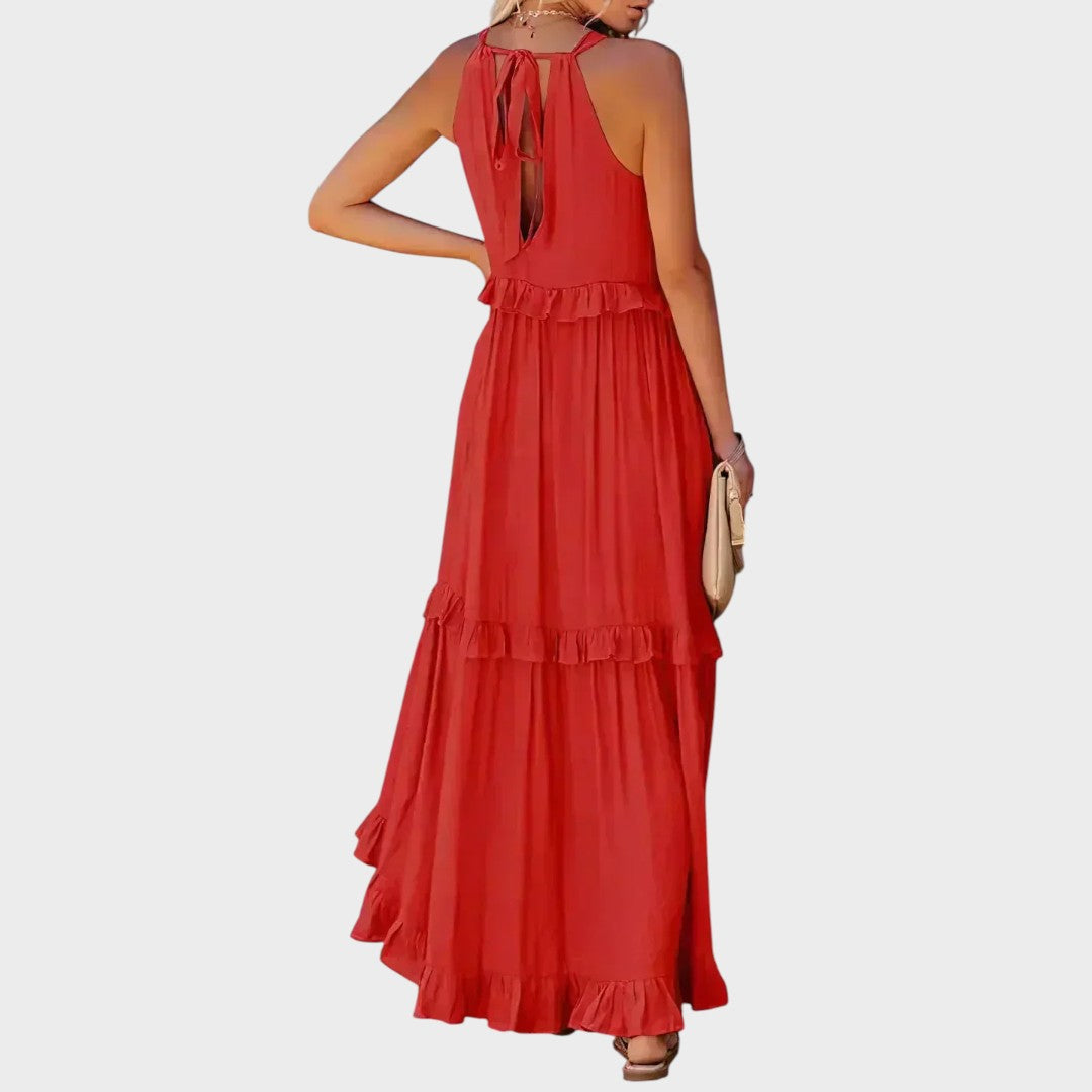 Damen Kleid ohne Ärmel Emma – Volantdetails fließender Schnitt