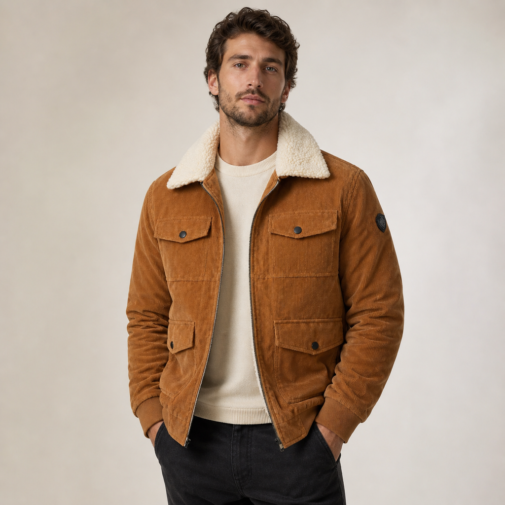 Herren Cordjacke Felix – Strukturierter Kragen, Innenfutter