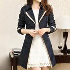 Damen Trenchcoat Beatriz – Doppelreiher, tailliert, Kontrastkanten