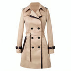 Damen Trenchcoat Beatriz – Doppelreiher, tailliert, Kontrastkanten
