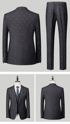 Herrenanzug Marcus – Karoprint, Slim Fit, dreiteilig