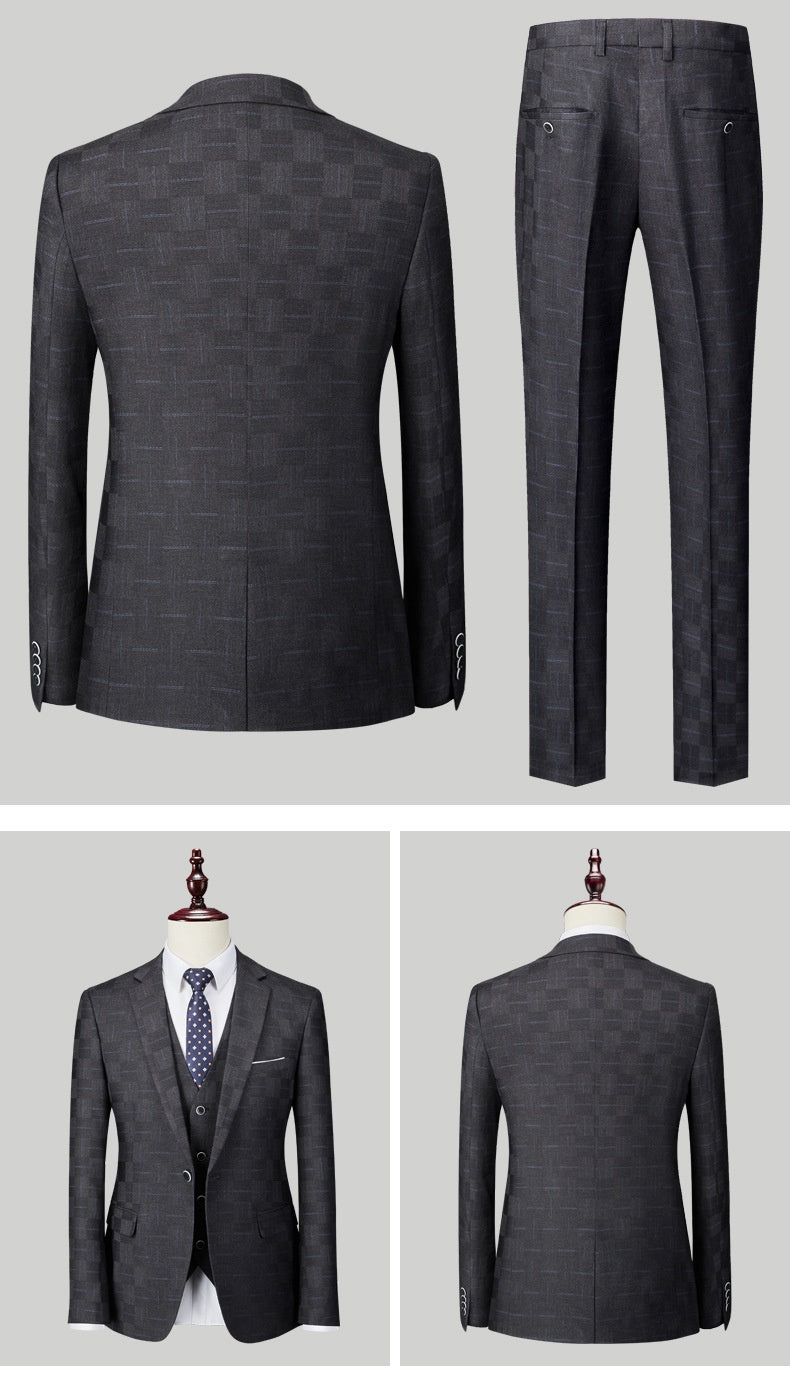 Herrenanzug Marcus – Karoprint, Slim Fit, dreiteilig