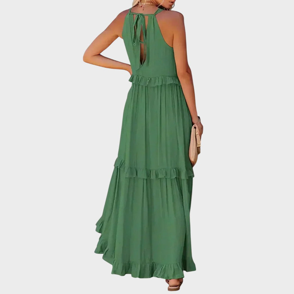 Damen Kleid ohne Ärmel Emma – Volantdetails fließender Schnitt
