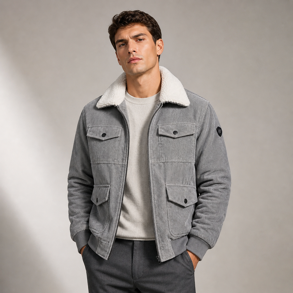 Herren Cordjacke Felix – Strukturierter Kragen, Innenfutter
