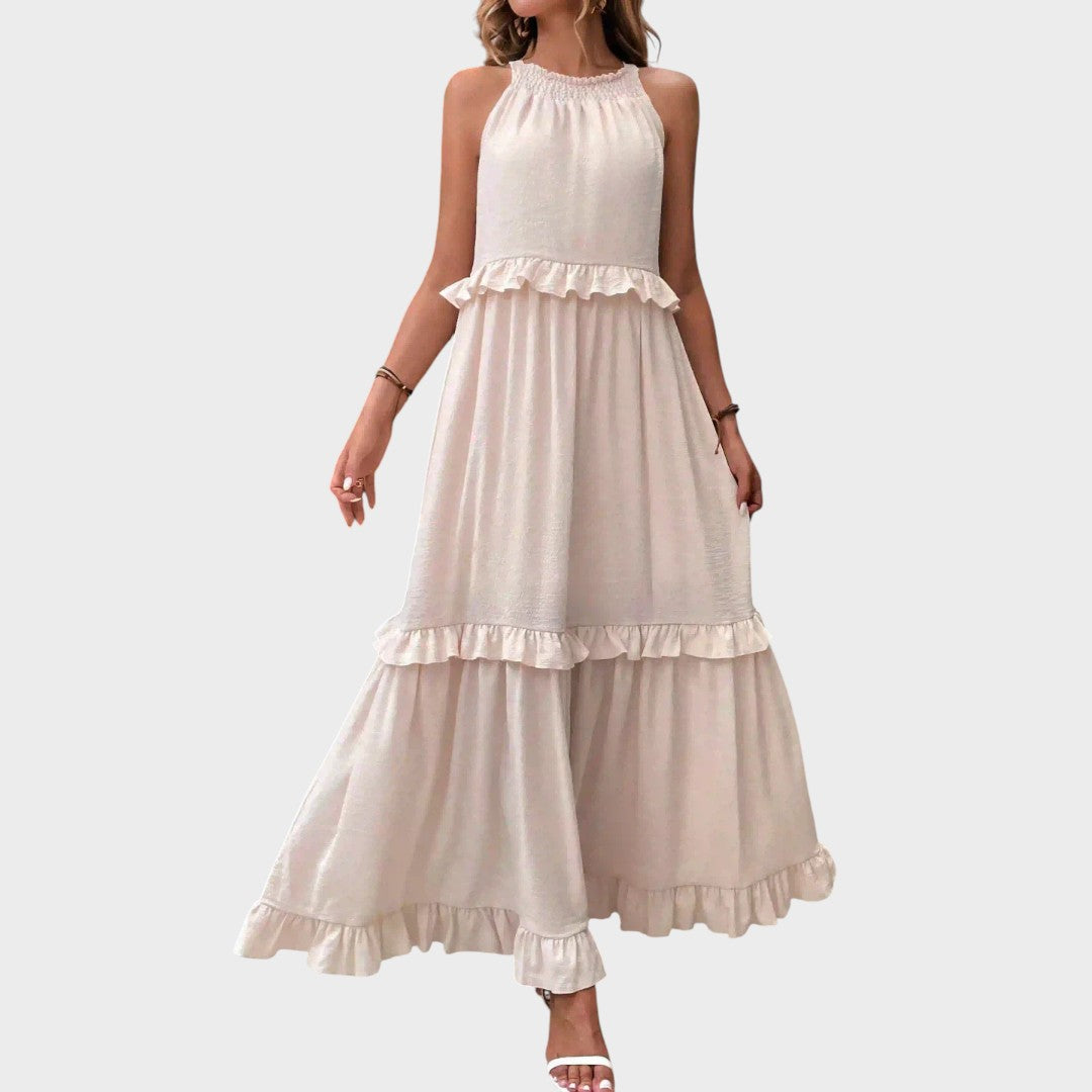 Damen Kleid ohne Ärmel Emma – Volantdetails fließender Schnitt