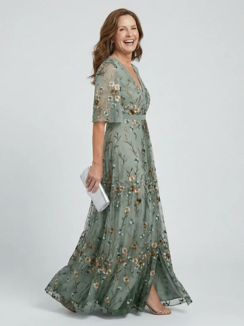 Damen Langes Kleid Lena – Neckholder Blüten-Print elegant