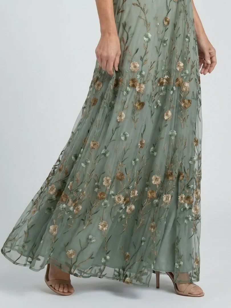 Damen Langes Kleid Lena – Neckholder Blüten-Print elegant